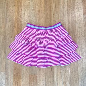 Mini Boden Girls Ruffle Skort 6-7y Pink White Stripe